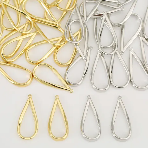 Geometrischer Hohler Wassertropfen-Anhänger Kupfer 18K Vergoldet Tränenanhänger Für DIY Halsketten Ohrringe Schmuckherstellung Zubehör Damen