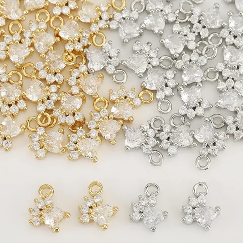 18K Gold Plated Copper Zirconia Pet Paw Charms Cat Dog Footprint Pendants For DIY Jewelry Making Accessories Craft Supplies