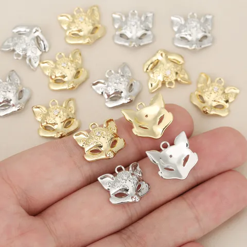 Copper 18K Gold Plated Cute Fox Mask Pendant Cute Sweet Animal Series Charm For DIY Jewelry Making Bracelet Necklace Craft Findings