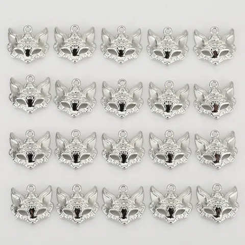 Fox Mask Pendant 18K Gold Plated Copper Rhinestone Charm For DIY Jewelry Making Accessories Gold Silver Mask Pendant