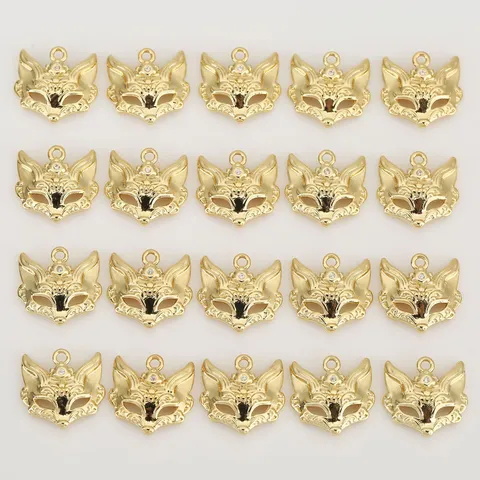 Fox Mask Pendant 18K Gold Plated Copper Rhinestone Charm For DIY Jewelry Making Accessories Gold Silver Mask Pendant