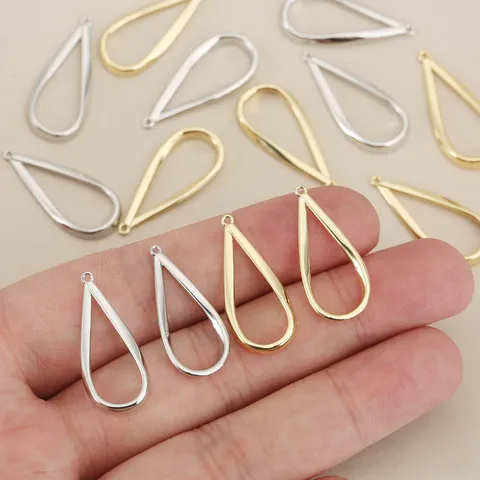 Geometrischer Hohler Wassertropfen-Anhänger Kupfer 18K Vergoldet Tränenanhänger Für DIY Halsketten Ohrringe Schmuckherstellung Zubehör Damen