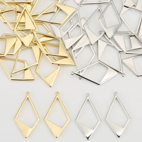 18K Vergoldeter Kupfer Geometrische Raute Hohl Anhänger DIY Schmuck Zubehör Raute Charms Für Halskette Ohrring Herstellung