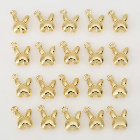 3D Bunny Head Pendant Copper 18k Gold Plated Cute Cartoon Rabbit Charms For DIY Necklace Earrings Jewelry Making Findings
