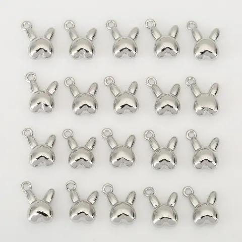 3D Bunny Head Pendant Copper 18k Gold Plated Cute Cartoon Rabbit Charms For DIY Necklace Earrings Jewelry Making Findings