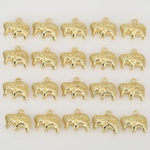 Copper 18K Gold Plated Elephant Pendant Animal Auspicious Totem Texture Charms For DIY Jewelry Necklace Bracelet Making Findings