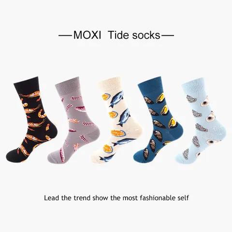 Unisex Food Series Printed Mid Tube Socks Cotton Blend Casual Fashion Trendy Long Socks For Daily Wear