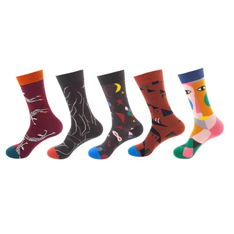 Unisex Fashion Mid-Calf SOCKS Afrastrei Art Colorful Geometric Printed Cotton Blend Casual Crew SOCKS For Daily Wear