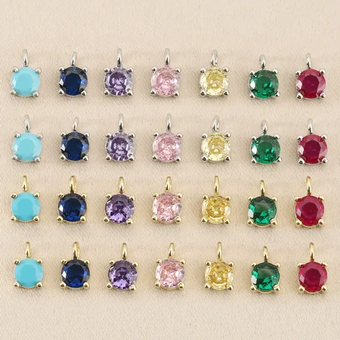 18K Vergoldetes Kupfer Rund Strass Anhänger Charms Für DIY Halskette Armband Schmuckherstellung Zubehör Damen Trendiger Schmuck