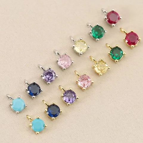 18K Vergoldetes Kupfer Rund Strass Anhänger Charms Für DIY Halskette Armband Schmuckherstellung Zubehör Damen Trendiger Schmuck