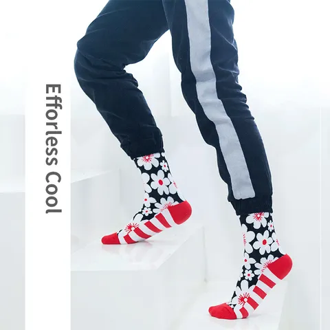 Unisex Crew Socks Cotton Blend Colorful Geometric Floral Streetwear Casual Athletic Mid Tube Socks For Men Women