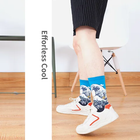 Unisex Retro Famous Painting Mid-Tube Socks Cotton Blend Breathable Art Print Crew Socks Comfortable Casual Streetwear Socks