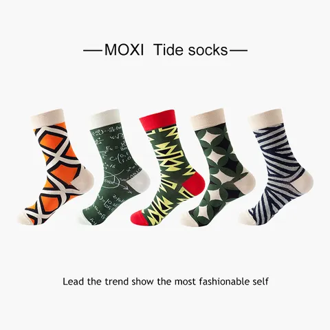 Γυναικείο Casual Cotton Blend Crew Socks Trendy Geometric Mathematical Formula Hip Hop Streetwear Fashion Mid-Tube Socks