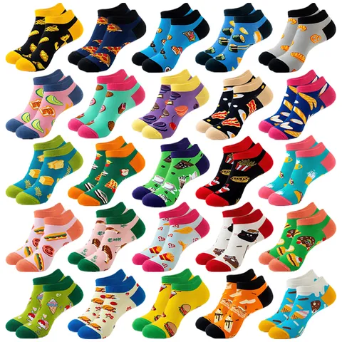 Cotton Blend Fruit Food Pattern Boat Socks Unisex Summer Low Cut Ankle Socks Creative Breathable Casual Socks