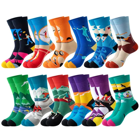 Unisex Autumn Winter Crew Socks Fashion Sports Print Comfortable Cotton Blend Mid Calf Socks Casual Streetwear