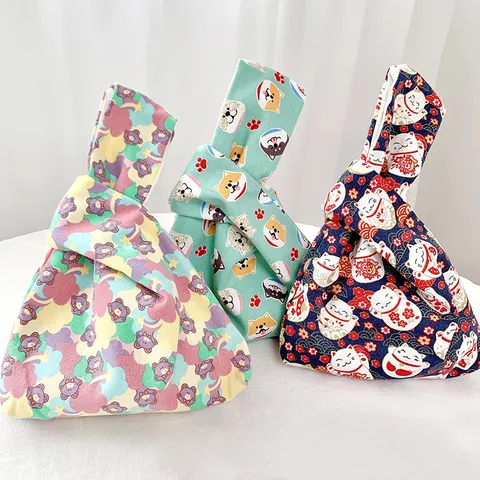 Segeltuch Handgelenktasche Im Japanischen Stil Cartoon Shiba Inu Glückskatze Bedruckt Damen Handtasche Münzbörse