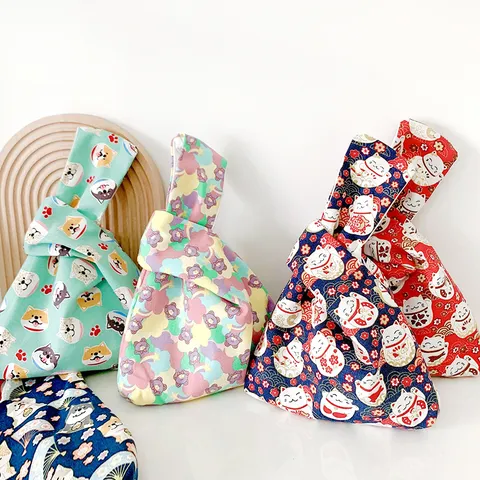 Segeltuch Handgelenktasche Im Japanischen Stil Cartoon Shiba Inu Glückskatze Bedruckt Damen Handtasche Münzbörse