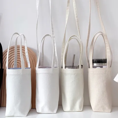 Minimalistische Wasserflaschen Tragetasche Segeltuch Umhängetasche Umhängeriemen Handtasche Flaschenhülle Thermoskanne Schutzhülle Mehrzweck Aufbewahrung Kleine Handtasche