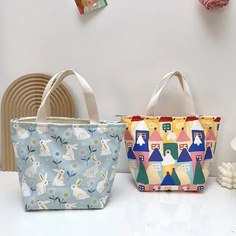 Süße Cartoon Lunchtasche Wasserdichte Isolierte Bento Tasche Tragbare Handtasche Thermische Essen Tasche für Studenten Büro