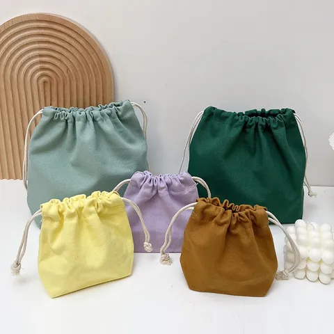 Einfarbig Segeltuch Kordelzug Aufbewahrungsbeutel Minimalistisch Make Up Tasche Multifunktionale Staubdicht Kosmetiktasche Für Reise Alltag Aufbewahrung