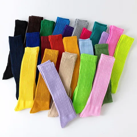 Damen Slouch Socken Bubble Socken Modische Gerippte Dicke Strick Lange Lose Socken Warme Bonbonfarben Beinstiefel Alltag Hosiery