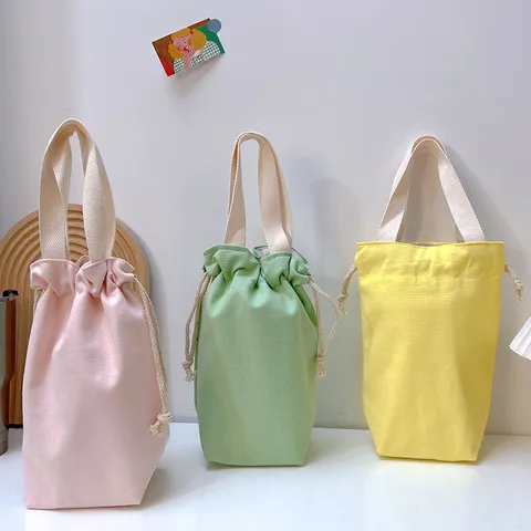 Minimalistischer Canvas Becherhülle Halter Tragbare Wasserflaschenhülle Tasche Reise Aufbewahrungstasche Bonbonfarben Kleiner Handtasche Für Den Täglichen Ausflug