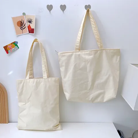 Große Kapazität Canvas Tasche Einfacher Koreanischer Stil Einfarbige Umhängetasche Für Damen Minimalistische Studenten Handtasche Reise Baumwolltasche