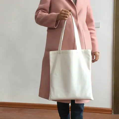 DIY Dicke Baumwolle Canvas Schulter Tote Tasche Blank Handbemalt Einkaufstasche Große Kapazität Einfarbig Minimalistischer Buchsack