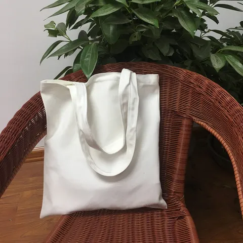 DIY Blanko Canvas Einkaufstasche Einfache Plain Baumwolle Leinwand Schultertasche Für Damen Wiederverwendbare Einkaufstasche Minimalistische Handtasche