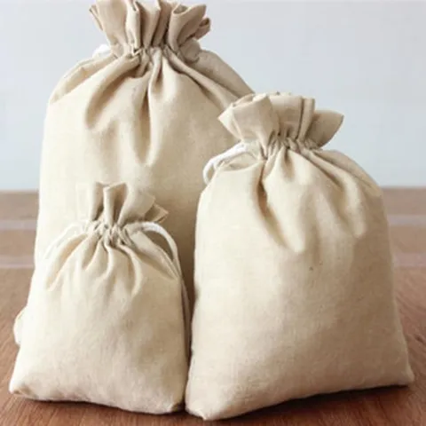 DIY Blanko Baumwollleinen Kordelzug Aufbewahrungstasche Naturbeutel Für Geschenk Süßigkeiten Schmuck Tee Handbemalter Organizer