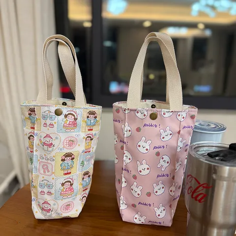 Simpatica Borsa per Tazza d'Acqua in Tela di Cartone Animato Borsa a Mano Impermeabile Spessa Portatile da Viaggio per Ombrello
