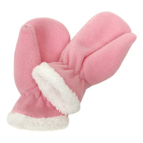 Kinderen Winter Warme Polar Fleece Wanten Effen Kleur Nepbont Trim Gevoerde Kinderhandschoenen Voor Jongens Meisjes Skiën Outdoor