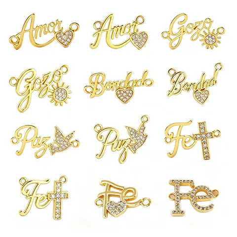 Koper Strass Letter Amor Hart Kruis Hanger Voor DIY Ketting Armband Sieraden Maken Accessoires Voor Vrouwen