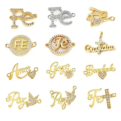 Koper Strass Letter Amor Hart Kruis Hanger Voor DIY Ketting Armband Sieraden Maken Accessoires Voor Vrouwen