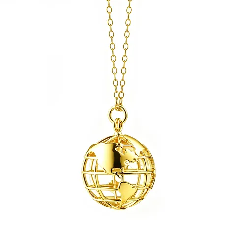 Fashion Copper Hollow Globe Pendant Necklace Electroplated Geometric Earth Clavicle Chain Jewelry For Women Men Everyday Wear
