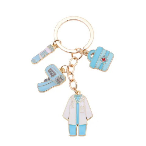 Medical Theme Alloy Keychain Cute Doctor Nurse Enamel Key Ring Medical Equipment Bag Pendant Nurse Day Gift Jewelry