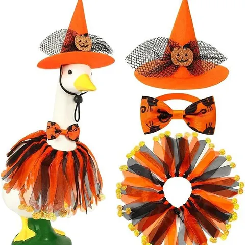 Halloween Portico Oca Strega Costume Arancione Cappello Appuntito Papillon Gonna a Rete Festa Casa Giardino Decorazione Abiti