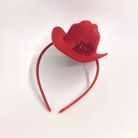 Cerchietto Mini Cappello da Cowboy per Festa di San Valentino Labbra con Strass Copricapo Decorativo Accessori Capelli Donna