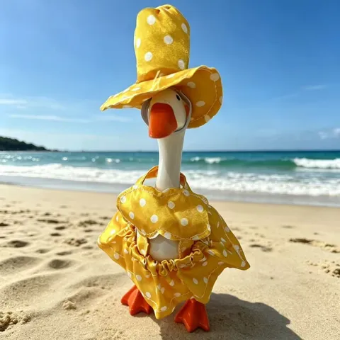 Completo Bikini da Bagno Giallo a Pois Con Cappello di Paglia Estivo per Vestiti delle Bambole Accessori per Peluche Costume da Spiaggia