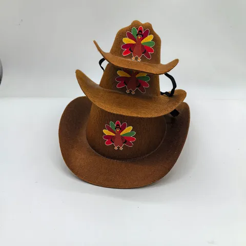 Thanksgiving Turkey Pet Cowboy Hat Halloween Festive Polyester Hat Adjustable Puppy Kitten Cap Holiday Apparel Accessories For Dogs Cats