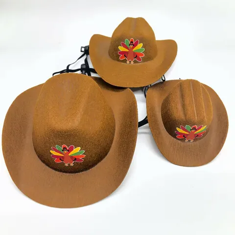 Thanksgiving Turkey Pet Cowboy Hat Halloween Festive Polyester Hat Adjustable Puppy Kitten Cap Holiday Apparel Accessories For Dogs Cats