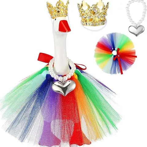 Set Costume da Principessa per Animali Domestici Gonna Tutu in Rete Corona in Lega Strass Accento Cuore Collana di Perle Costume da Festa per Oca Piccoli Animali Decorazione Festa di Vacanza Accessorio