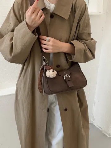 Bolso Cruzado Dumpling de Cuero PU de Estilo Coreano Minimalista Color Sólido Bolso de Hombro Versátil Bolso Mensajero de Viaje para Mujer