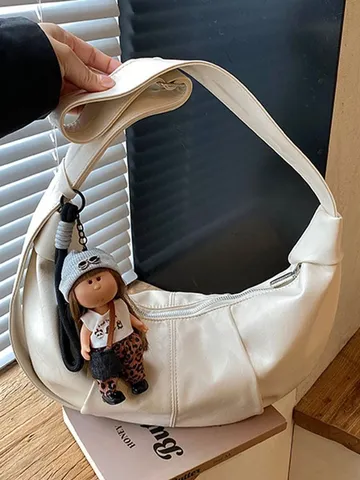 Dames Retro PU Leer Dumpling Tas Slouchy Grote Capaciteit Schoudertas Crossbodytas Casual Effen Kleur Hobo Tas Voor Dagelijks Gebruik