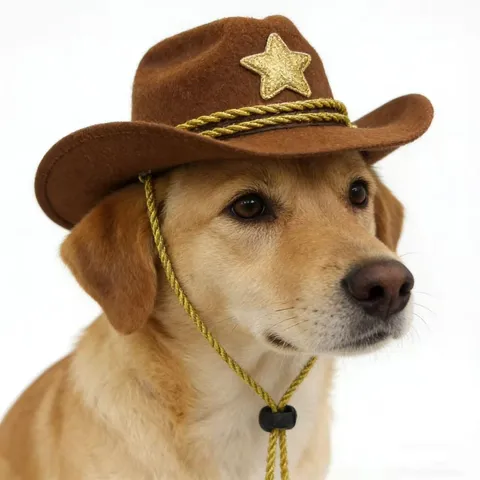 Cappello da Cowboy per Animali Domestici Stella Oro Argento Corda Mento Gatto Cane Carino Western Cowboy Cappello Festa Festival Accessori
