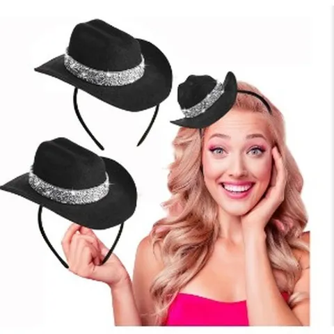 Mini Rhinestone Cowboy Hat Hair Clip Headband Women Girls Party Wedding Cute Western Hat Hair Accessories