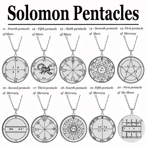 Solomon Seal Amulet Stainless Steel Pendant Necklace Magic Sigil Protection Talisman Stainless Steel Jewelry
