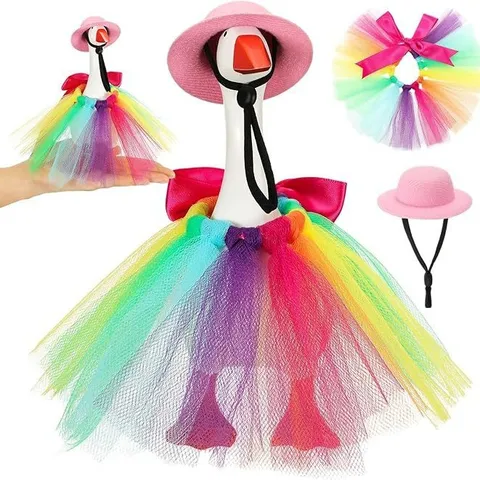 Carino Piccolo Oca Ornament Abbigliamento Set Colorato Maglia Tutu Gonna Con Cappello Miniatura Bambola Vestito Accessori Decorativi