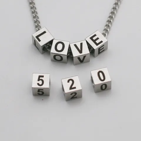 Stainless Steel Letter Beads Square Alphabet Number Charms For DIY Necklace Bracelet Jewelry Making Accessories