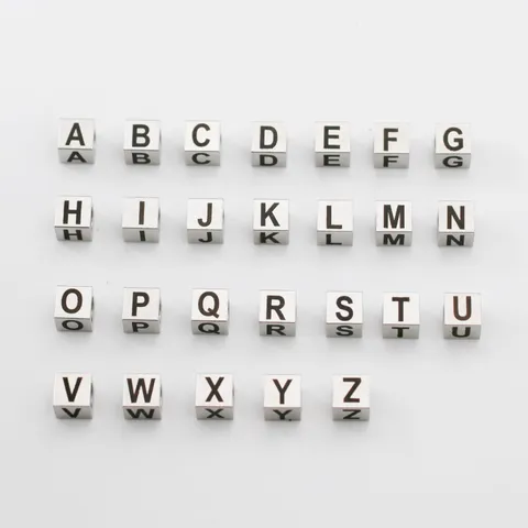 Stainless Steel Letter Beads Square Alphabet Number Charms For DIY Necklace Bracelet Jewelry Making Accessories